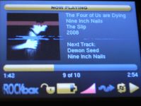 Rockbox playing music on an iPod Video
